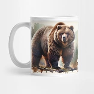 Wilderness Whisper: Majestic Grizzly Bear Watercolor Mug